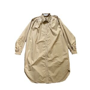 HUNTER BELL Beige Rollins Shirtdress Button Down Long Sleeves, Size Large